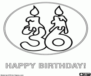 Birthday card for 36 years coloring page