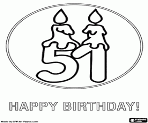 Birthday card for 51 years coloring page