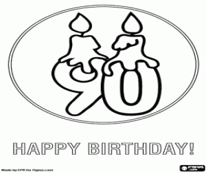 Birthday card for 90 years coloring page
