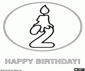 Birthday card for two years old coloring page