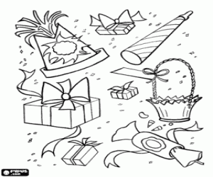 Birthday Party, birthday celebration coloring page