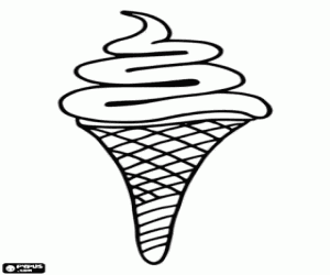 Biscuit cone with ice cream coloring page