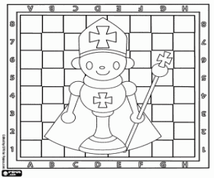 The Bishop and a chessboard coloring page