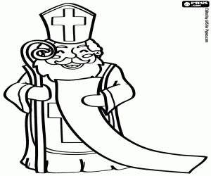 The bishop Nicholas and gift list coloring page