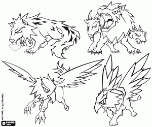 Black dog,Chimera,Hippogriff,Griffin coloring page