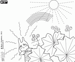 Blackie and the alchemilla plants coloring page
