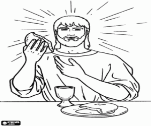 The blessing of bread and wine coloring page