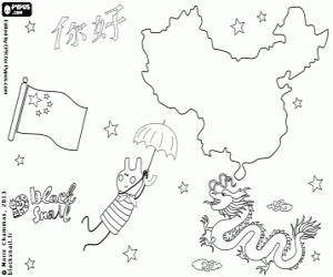 Blinky flying over China coloring page