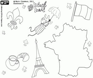 Blinky flying over France coloring page