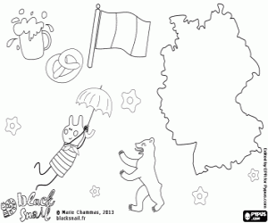 Blinky flying over Germany coloring page