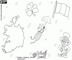 Blinky flying over Ireland coloring page