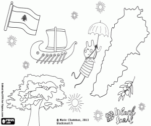 Blinky flying over the Lebanon coloring page