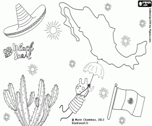 Blinky flying over Mexico coloring page