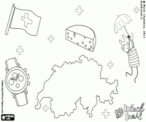 Blinky flying over Switzerland coloring page