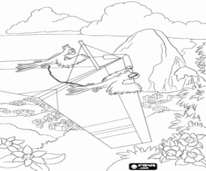 Blu and Jewel over Rio de Janeiro coloring page