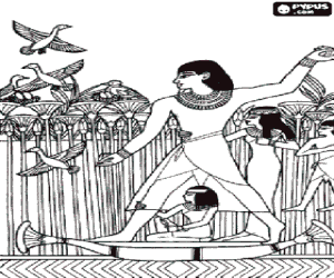In a boat among the papyri of Egypt coloring page