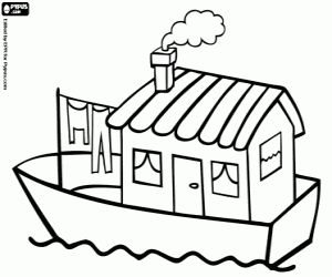 Boat house coloring page