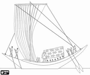 A boat sailing on the Nile coloring page