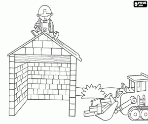 Bob the Builder on the roof coloring page