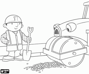 Bob and Roley work at the street coloring page