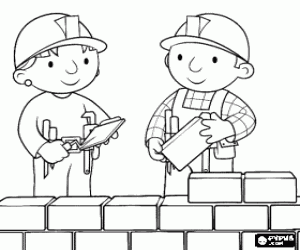 Bob and Wendy with some bricks coloring page