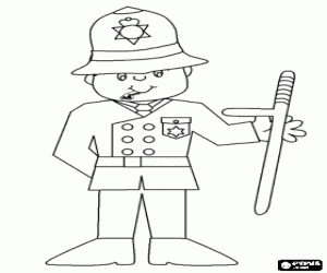 A bobby, a British policeman coloring page