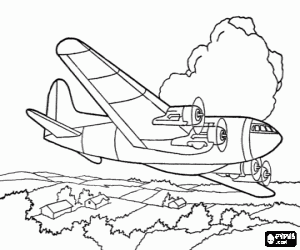 A Boeing airplane during flight coloring page