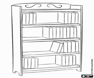 A bookcase with books coloring page