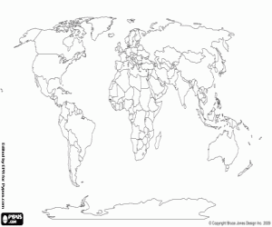 Borders of countries of the world coloring page