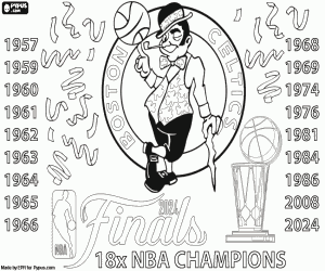 Boston Celtics, NBA champions 2024 coloring page