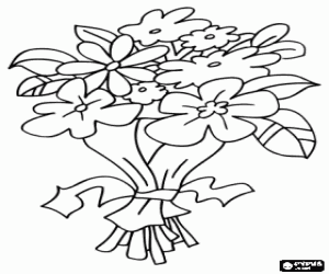 Bouquet of flowers, gift for Mom coloring page