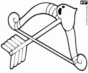 Bow and arrow of Cupid coloring page