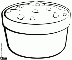 Bowl of fresh Mexican sauce coloring page
