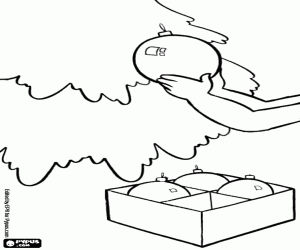 Box of Christmas ornaments coloring page