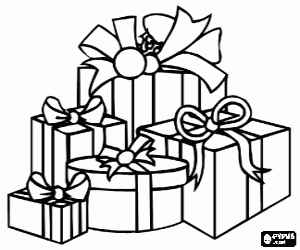 Boxes of Christmas gifts coloring page