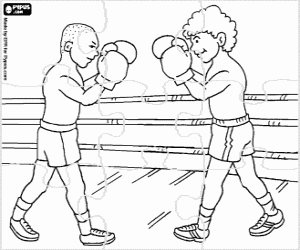 Boxing puzzle, fight sport coloring page