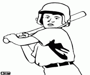 A boy playing baseball coloring page