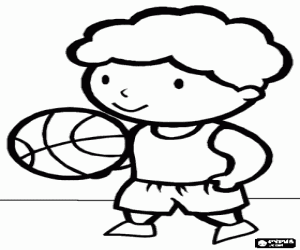 A boy playing basketball coloring page