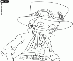 The boy Sabo with top hat coloring page