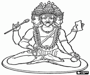 Brahma, the hindu creator god coloring page
