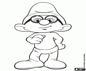 Brainy Smurf in Paris coloring page