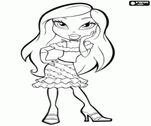 Bratz girl with blouse and skirt coloring page