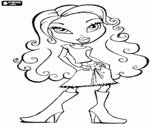 A Bratz girl with boots coloring page