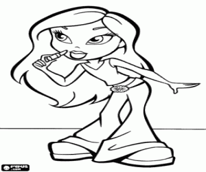 A Bratz girl and the lipstick coloring page