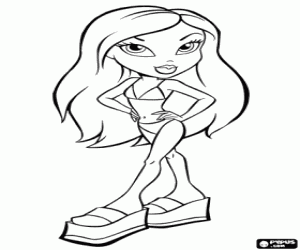 Bratz girl ready for beach coloring page