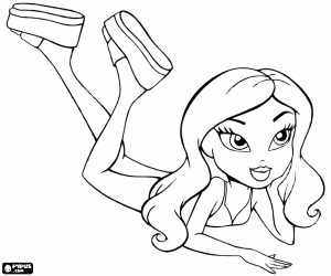 A Bratz girl under the sun coloring page