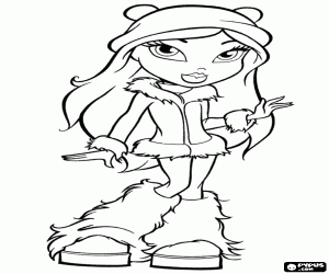 A Bratz girl in winter coloring page