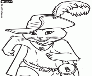 The brave Puss in Boots coloring page