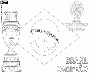 Brazil, Champion Copa America 2019 coloring page
