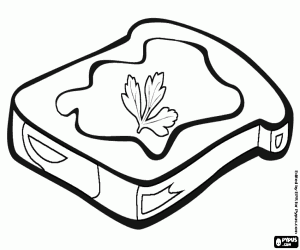 Bread slice with creamy cheese coloring page